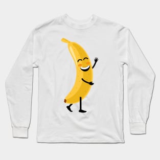 Funny happy cute dancing smiling banana Long Sleeve T-Shirt